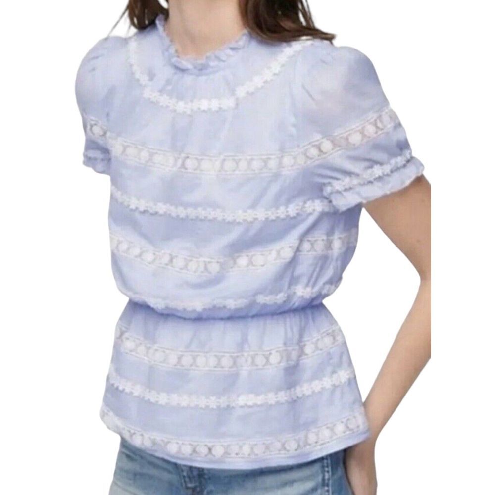 J. Crew Blouse Top Women's Daisy Chain Lace Peplum Ruffle Medium